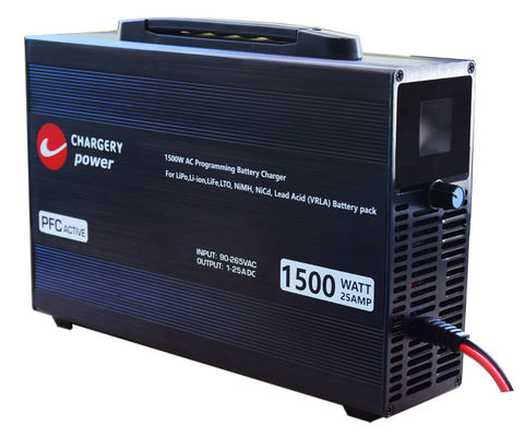 100V 1500W tegangan yang disesuaikan saat ini pengisi baterai C10325 4S sampai 24S LiPo, NMC, LiFe, LiTo, Pb, 25A